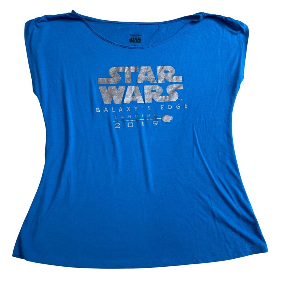 Disney Parks Star Wars Galaxy’s Edge T-Shirt Women's Size XL Blue Short Sleeves‎